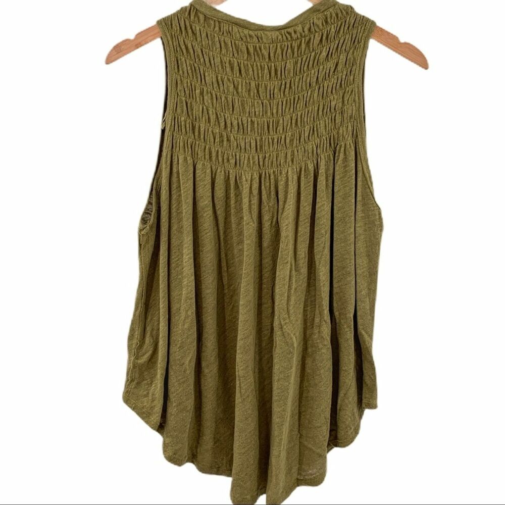 Free People green linen blend swingy tank XS New - Picture 4 of 6